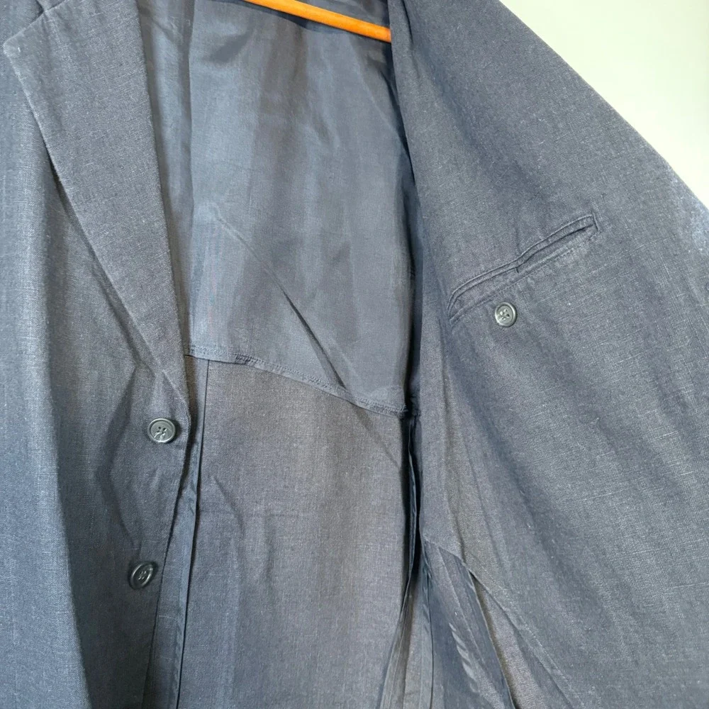 J. Crew Mens Navy Blue Linen Cotton Blend Blazer Sport Coat Jacket Size L‎ Y2K